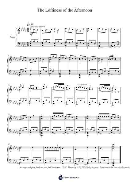 The Loftiness of the Afternoon Sheet Music by Toursbur-Arr.Hewdys