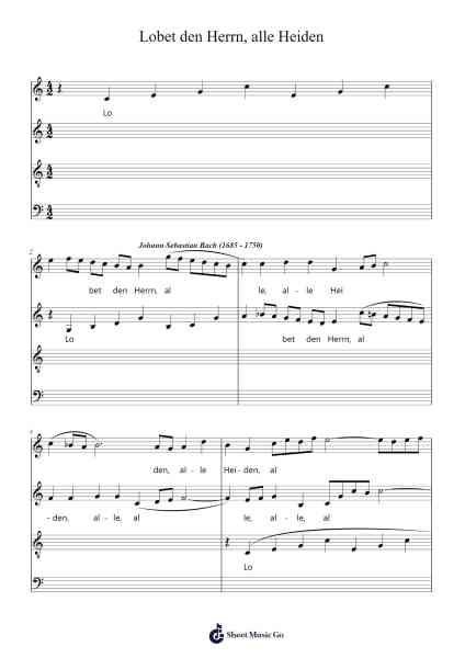 Motette, BWV 230 "Lobet den Herrn, alle Heiden" Sheet Music by Johann Sebastian Bach-Arr.Sampcon Mevans