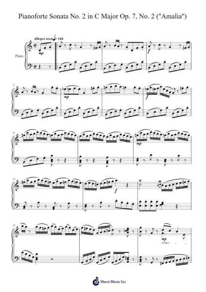 Pianoforte Sonata No. 2 in C Major, Op. 7, No. 2: IV. Amalia Sheet Music by Emile Joseph Tromp-Arr.Manssaul Dexy