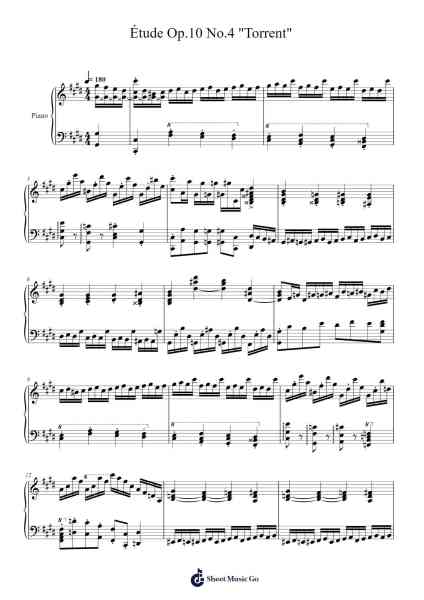 Étude Op. 10 No. 4 in E Minor, "Torrent" Sheet Music by Frédéric Chopin-Arr.Attchols Jamestion