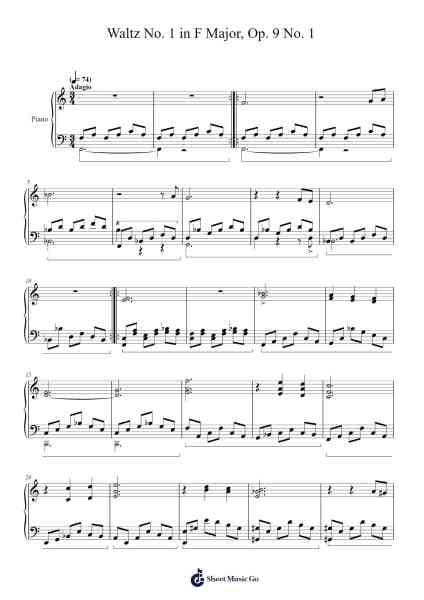 Waltz No. 1 in F Major, Op. 9 No. 1 Sheet Music by Siddhant Arya-Arr.Gasgreve Ausnal
