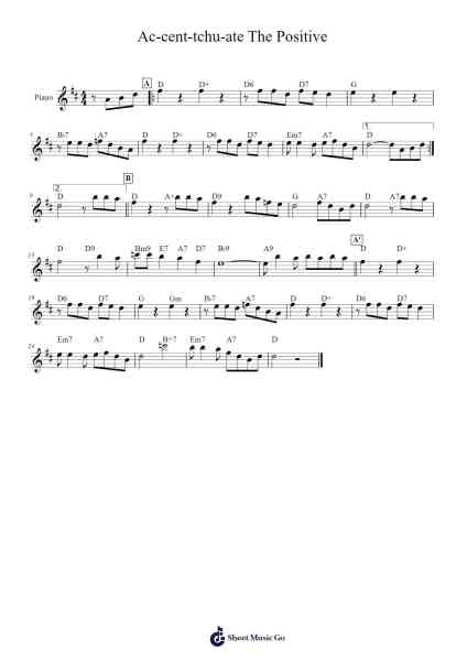 Ac-cent-tchu-ate The Positive Sheet Music by Harold Arlen-Arr.Ruthives Sibylxy