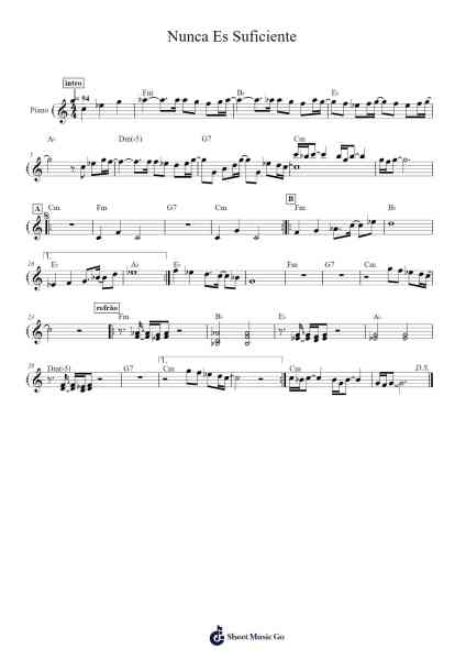Nunca Es Suficiente Sheet Music by Natalia Lafourcade-Arr.Steeleton
