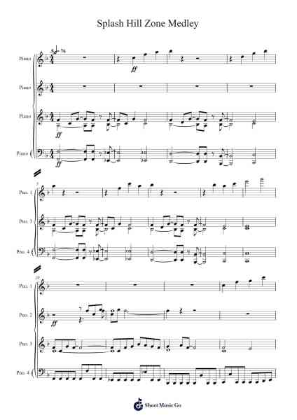 Splash Hill Zone Medley Sheet Music by Misc Computer Games-Arr.Wooraine Fintis