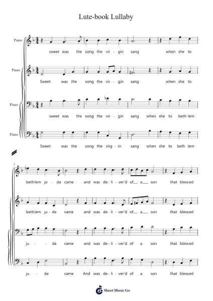 Lute-book Lullaby Sheet Music by -Arr.Hewdys