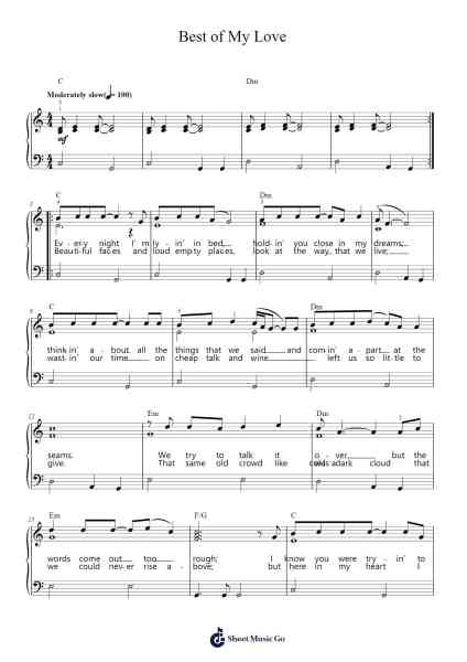 Best of My Love Sheet Music by Eagles-Arr.Boycegold