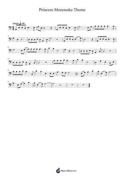 Princess Mononoke Theme Sheet Music by Joe Hisaishi-Arr.Borglass