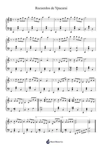 Recuerdos de Ypacarai Sheet Music by Unknown author-Arr.Brobrian Needve