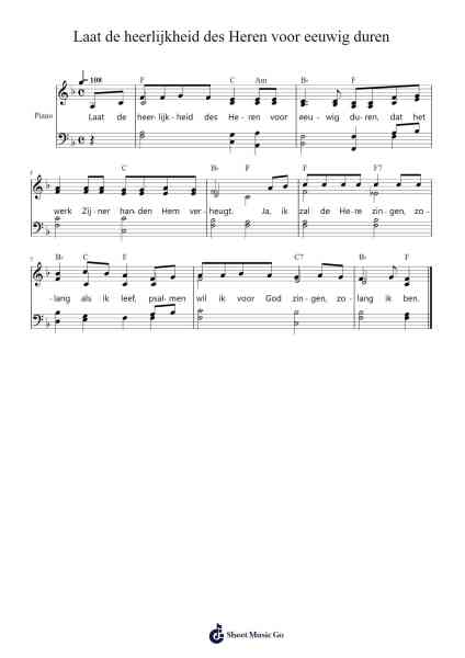 Laat de heerlijkheid des Heren voor eeuwig duren Sheet Music by -Arr.Joanbar Crichniel