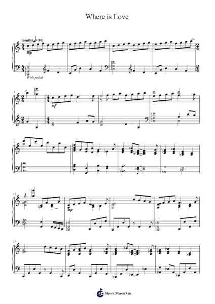Where is Love Sheet Music by Lionel Bart-Arr.Terwyatt Hangan