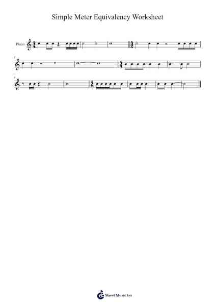 Simple Meter Equivalency Worksheet Sheet Music by Leichild-Arr.Wildeh Francesgrace