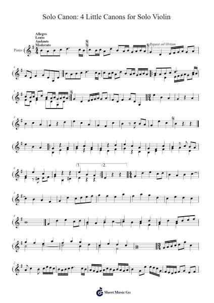 4 Little Canons for Solo Violin Sheet Music by jsdelta641-Arr.Thornnah