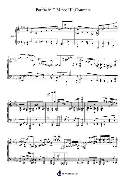 Partita in B Minor, BWV 1002: III. Courante 乐谱由 Lee Gerstmann - 编曲 Blandel