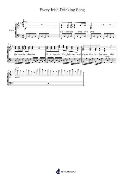 Every Irish Drinking Song Sheet Music by kylegordenisgreat-Arr.Bushple