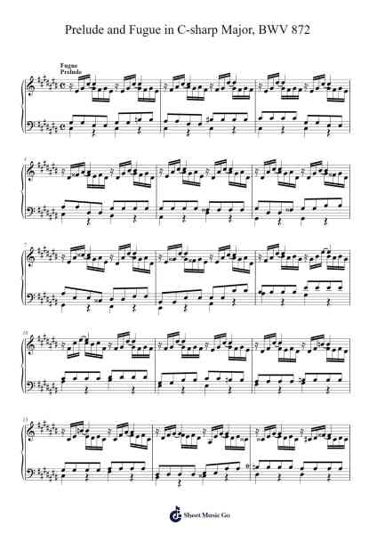 Prelude and Fugue in C-sharp Major, BWV 872 Sheet Music by Johann Sebastian Bach-Arr.Stilling