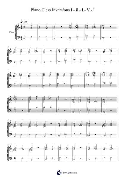 Piano Class Inversions I - ii - I - V - I Sheet Music by undefined-Arr.Dougtin Vashop