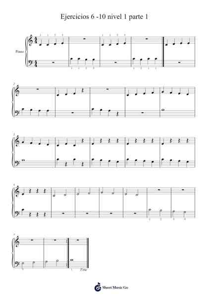 Ejercicios 6 -10 nivel 1 parte 1 乐谱由 meibiponce87 - 编曲 Elroygale Whvan