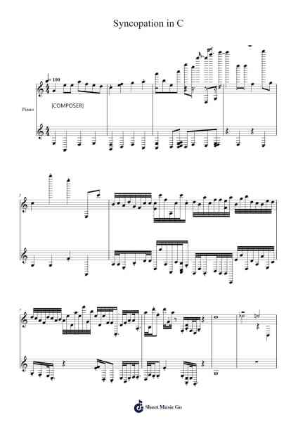 Syncopation in C Sheet Music by micahwei2006-Arr.Hickstodd Joycedrich
