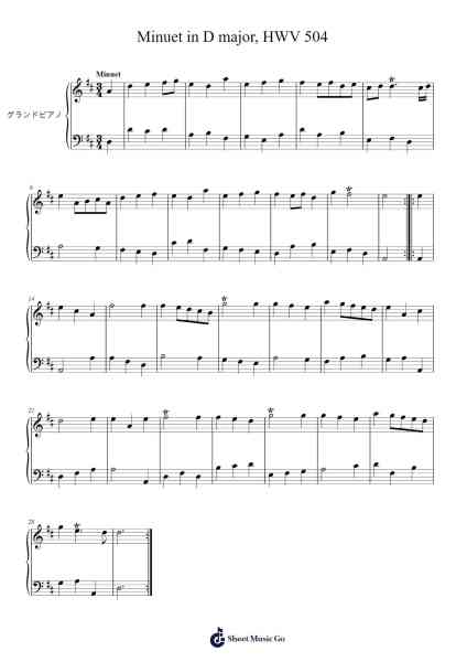 Minuet in D Major, HWV 504 Sheet Music oleh undefined-Arr.Cromflower Raeck