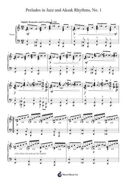 Preludes in Jazz and Aksak Rhythms, No. 1 Sheet Music by yagizarslan36-Arr.Gaelroy
