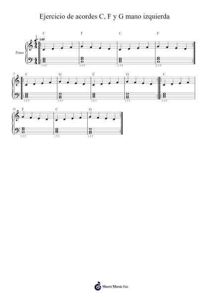 Ejercicio de acordes C, F y G mano izquierda Sheet Music by kevin yance torres-Arr.Moulboyce