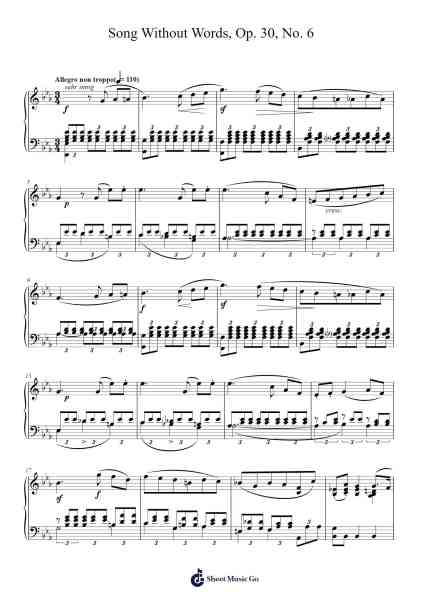 Song Without Words, Op. 30, No. 6 Sheet Music by Felix Mendelssohn-Arr.Gaildie Tedn