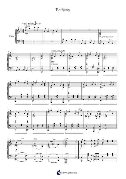 Bethena Sheet Music by Scott Joplin-Arr.Guntrine