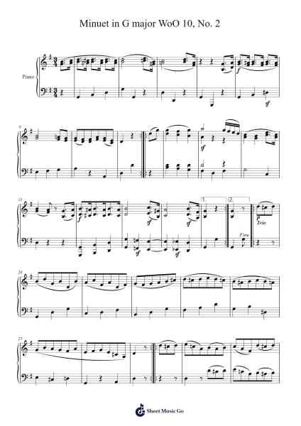 Minuet in G Major, WoO 10, No. 2 Sheet Music by Ludwig van Beethoven-Arr.Jontier