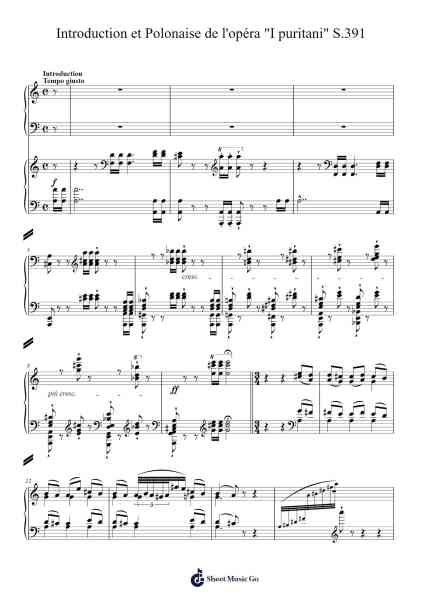 Introduction et Polonaise de l'opéra "I puritani", S.391 Sheet Music by Franz Liszt-Arr.Canjill Myrruth