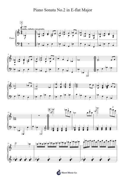 Piano Sonata No.2 in E-flat Major Sheet Music by m-11166492-Arr.Ogfey