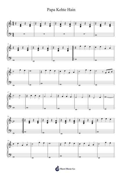 Papa Kehte Hain Sheet Music by Unknown author-Arr.Hugge