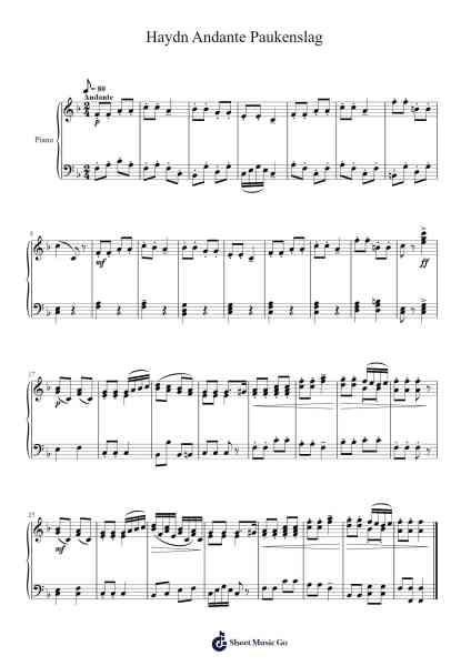 Symphony No. 94 in G Major "Surprise", Hob. I:94: II. Andante Sheet Music by Joseph Haydn-Arr.Ossweet
