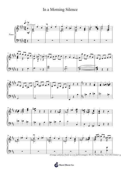 In a Morning Silence Sheet Music by Toursbur-Arr.Bungan Dumott