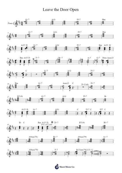 Leave the Door Open Sheet Music by Silk Sonic-Arr.Bardien