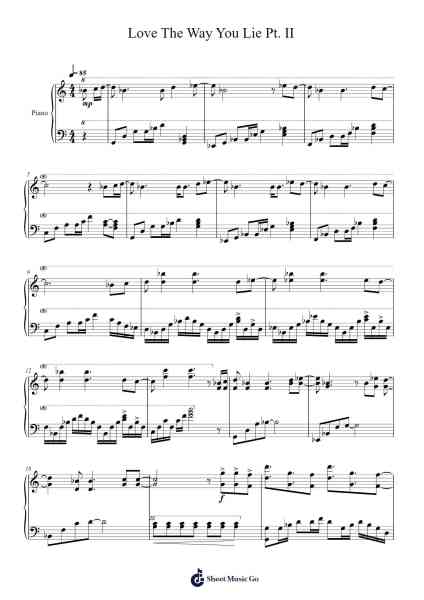 Love The Way You Lie Pt. II Sheet Music by Rihanna-Arr.Dobclaude