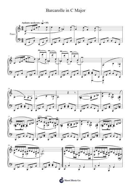 Barcarolle in C Major Sheet Music by plantingtomatoes-Arr.Eipsridge Zangphne
