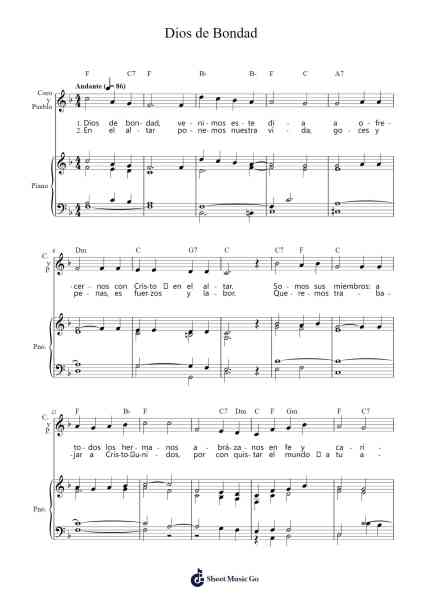Dios de Bondad Sheet Music by Tradicional-Arr.Guntrine