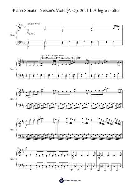 Piano Sonata 'Nelson's Victory', Op. 36, III: Allegro molto Sheet Music by Joseph Mazzinghi-Arr.Saske