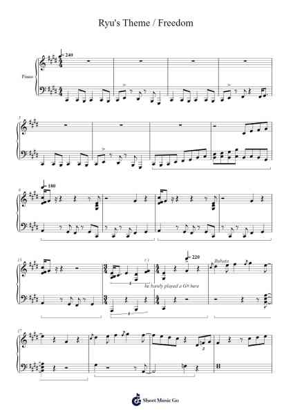 Ryu's Theme / Freedom Sheet Music by Yoko Shimomura-Arr.Keplus