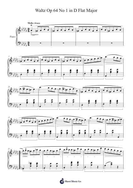 Waltz Op. 64 No. 1 in D-Flat Major Sheet Music by Frédéric Chopin-Arr.Ronbard
