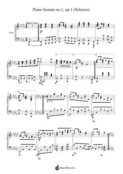 Piano Sonata No. 1 in D Minor, Op. 1: II. Scherzo Sheet Music by Karl Friedrich Schuster-Arr.Horncie Shapole