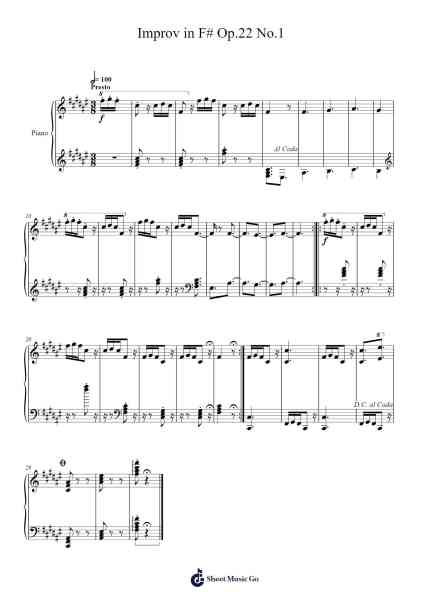 Improvisation in F-sharp Minor, Op. 22 No. 1 Sheet Music by adriancalhoun-Arr.Mollries