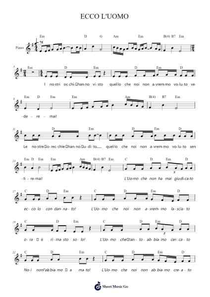 ECCO L'UOMO Sheet Music by Sequeri-Arr.Humglas Leathus