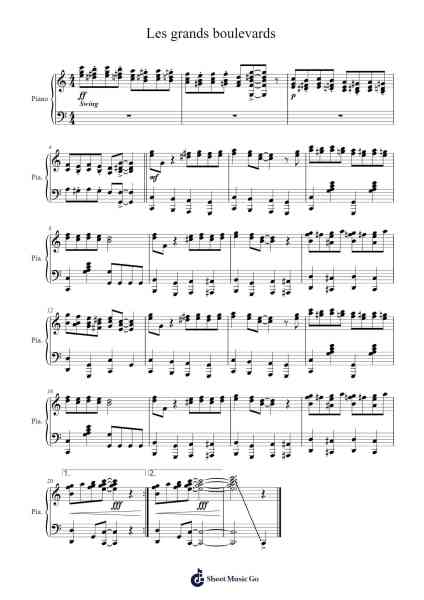 Les grands boulevards Sheet Music by -Arr.Jobnold