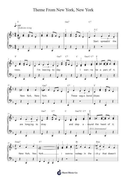 Theme From New York, New York Sheet Music by John Kander/Fred Ebb-Arr.Panvier Oisendan