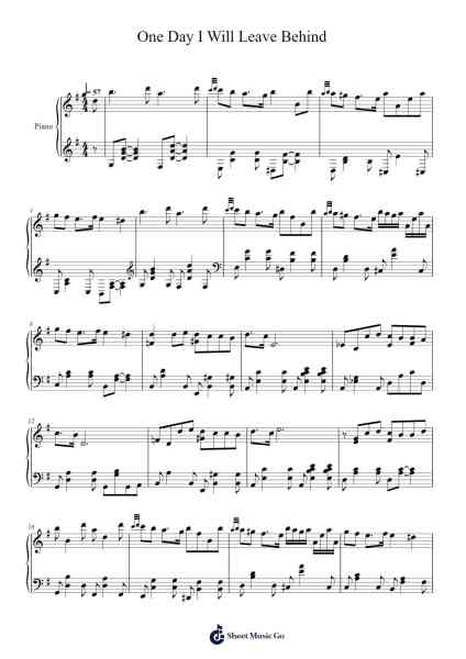 One Day I Will Leave Behind Concert Version Sheet Music by Yiruma-Arr.Xanbriel Rague