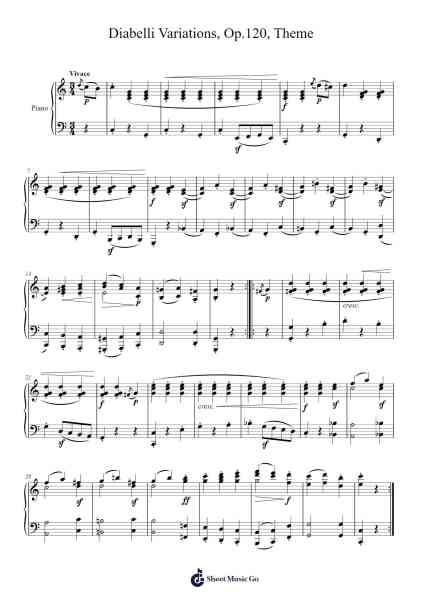 Diabelli Variations, Op.120, Theme Sheet Music by Ludwig van Beethoven-Arr.Woolfleen Juskirk