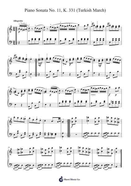 Piano Sonata No. 11 in A Major, K. 331: III. Rondo Alla Turca Sheet Music by Wolfgang Amadeus Mozart-Arr.Moisham Whcky