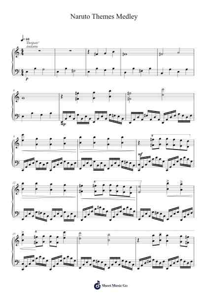 Naruto Themes Medley Sheet Music by Yasuharu Takanashi-Arr.Cisbrian Jestier