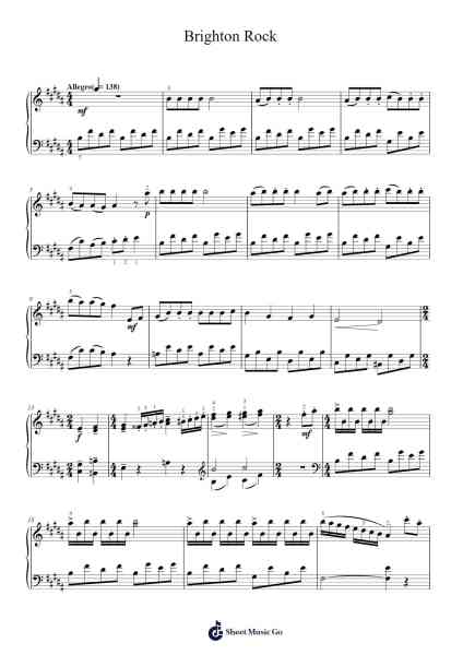 Brighton Rock Sheet Music by Queen-Arr.Xefunk Huttrick